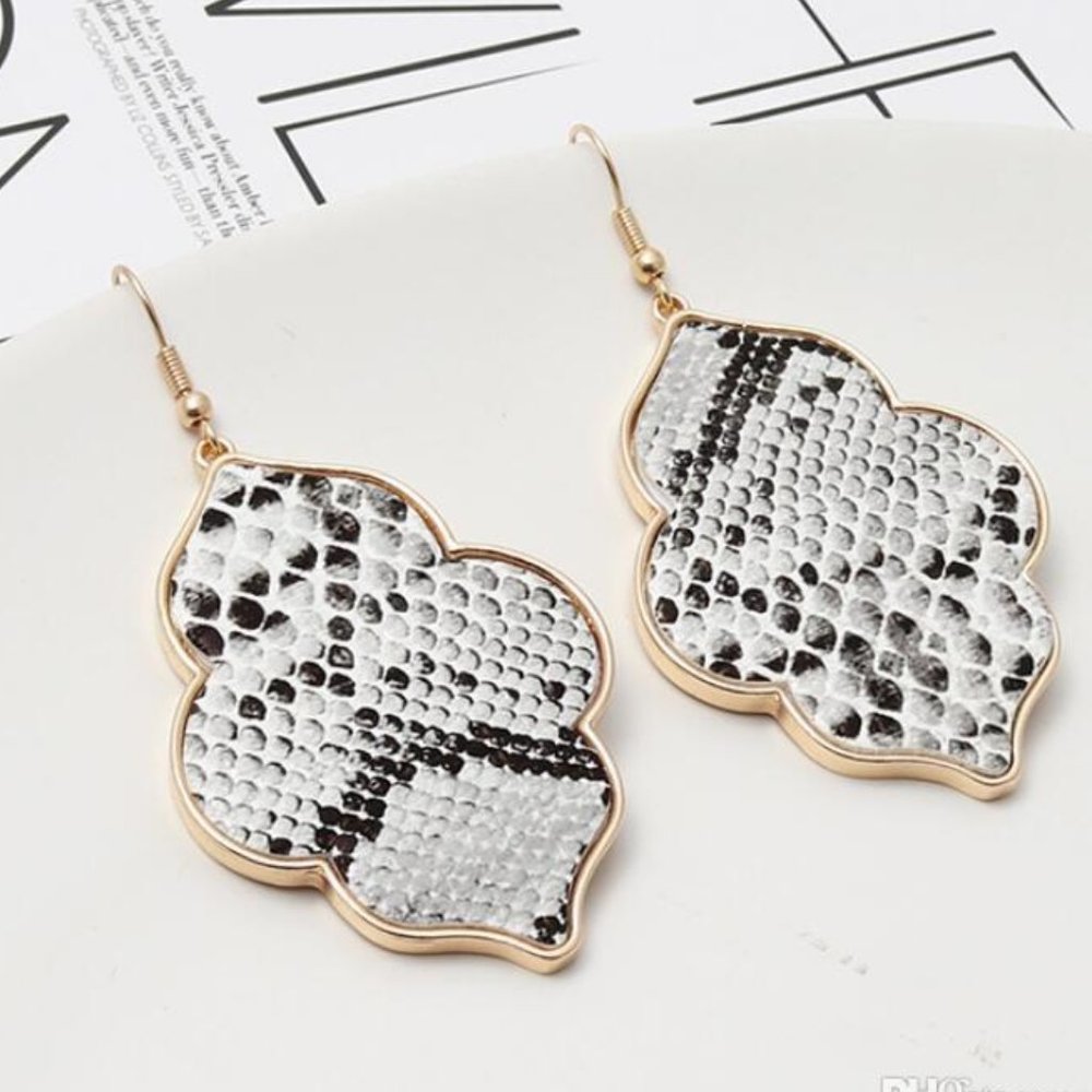 Snake Print Geometric Earrings